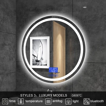 Изготовленное на заказ Умное зеркало со светодиодной подсветкой для ванной Комнаты, Скандинавское зеркало с подсветкой, Круглое зеркало, совместимый с Bluetooth Декор для дома