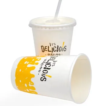  индивидуальный дизайн Высококачественный одноразовый бумажный стаканчик для напитков с пластиковой крышкой