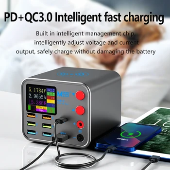Интеллектуальное зарядное устройство с цифровым дисплеем USB-многопортовое зарядное устройство QC3.0 Быстрая зарядка PD20W Быстрая зарядка
