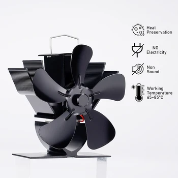 Каминный вентилятор Мини-5-лопастной вентилятор для печки, Дровяная горелка, экологичный вентилятор с тепловым приводом, Бесшумный обогреватель, эффективное распределение тепла