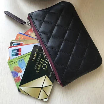 Качественный женский кошелек для монет, клатч, кошелек на цепочке, визитница, Кожаная застежка-молния, кейс для ключей Caviar, Роскошная дизайнерская кредитная карта