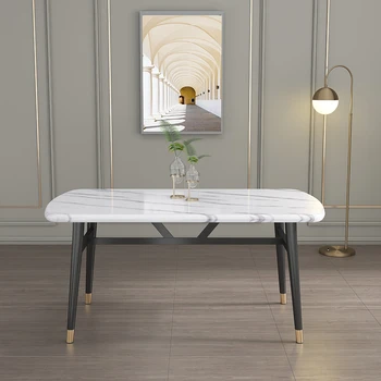 Квадратный Роскошный Обеденный стол с белыми современными ножками в скандинавском стиле, Металлический Водонепроницаемый Журнальный столик, мебель для гостиной с высокими потолками