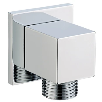 Квадратный соединитель для шланга для душа G1/2 дюйма, аксессуары для ванной комнаты, латунный корпус, настенный соединительный кронштейн для шланга для душа-серебристый