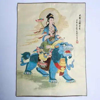Китайская буддийская ткань Шелк Манджуист Бодхисаттва Гуаньинь Кван-инь Танка 23654