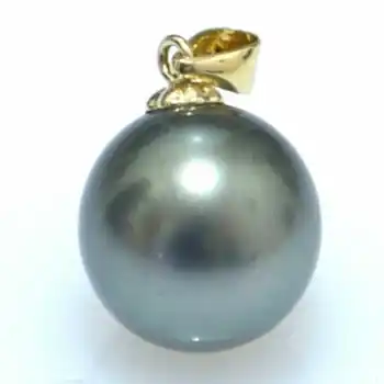Классический 16 мм черный круглый жемчуг в виде ракушки, ожерелье из золота 14 карат, модные подвески, Сердечки, кварцевые бусины Зодиака, ювелирная цепочка с крестом
