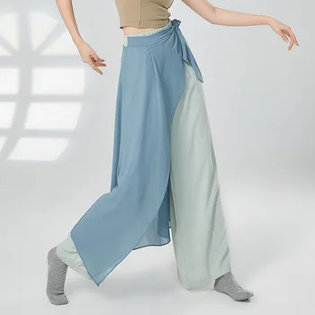 Классический танец живота для взрослых Шифоновые брюки Палаццо Широкие брюки, шарф на бедрах, юбка, цельный костюм для женщин, танцевальная одежда
