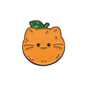 Коллекция Fruit Orange Cat, эмалированные булавки, Клубника, Лимон, Киви, Арбуз, броши, значки с лацканами, забавные украшения с кошками, подарок для детей