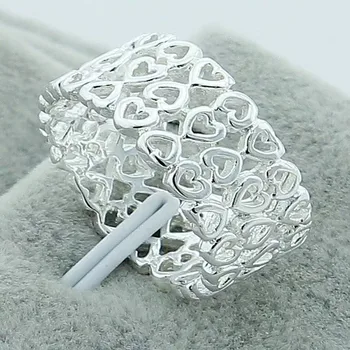 Кольцо с полным дизайном в виде сердца из стерлингового серебра 925 пробы для женщин, свадьба, помолвка, Модные Очаровательные ювелирные изделия
