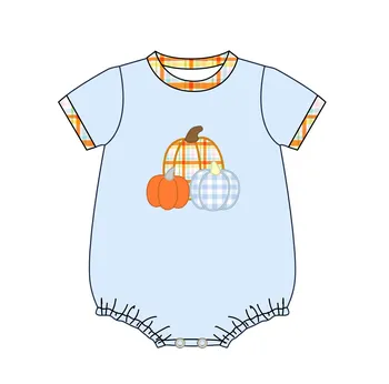 Комбинезон для мальчика с тыквами на Хэллоуин, красочная детская одежда-двойка, милые шорты в сетку, детские хлопковые наклейки с круглым вырезом, Ropa