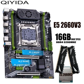 Комплект материнской платы QIYIDA X99 Xeon LGA 2011-3 E5 2660 V3 CPU + DDR4 16GB = 8GBx2PCS RAM Memory NVME