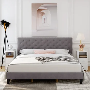 Комплект мебели для спальни, роскошное итальянское основание кровати, деревянные изголовья с хохолками, каркас современной калифорнийской кровати размера 