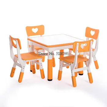 Комплект стола и стула для детского сада, квадратный стол для обучения рисованию, подъемный стол для рисования, детский стол и стул с граффити