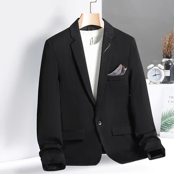 Корейские модные блейзеры 2023, Новый мужской черно-серый кардиган с длинными рукавами на весну-осень, костюм оверсайз 4XL