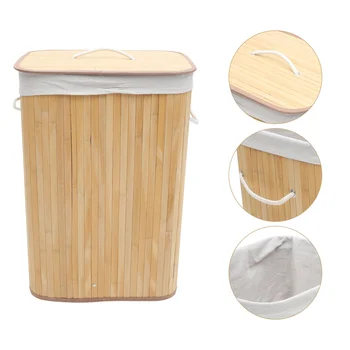 Корзина для хранения с подкладкой Контейнер для хранения одежды Грязный Органайзер Корзина для мусора С крышками Плетеное бамбуковое белье
