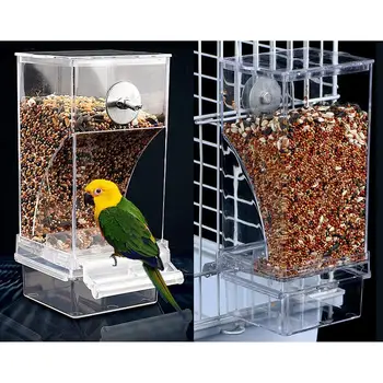 Коробка для корма для попугаев, Защита от брызг, Дугообразный самоскатывающийся дизайн, Автоматическая кормушка, Диспенсер для корма, Аксессуары для клетки для домашних птиц
