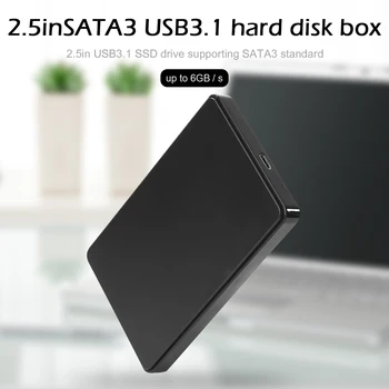 Корпус жесткого диска USB3.1 с кабелем USB3.0-Type-C 2,5-дюймовый корпус жесткого диска без подключения драйверов для жесткого диска SATA 1/2/3 или SSD