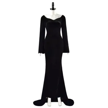 Косплей-костюм Morticia на Хэллоуин, костюм для взрослых женщин, винтажное готическое черное платье, карнавальный костюм для девочек