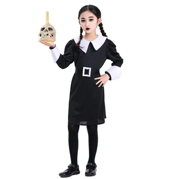 Костюм Wednesday Addams, готический костюм на Хэллоуин, черное платье для детей, косплей для девочек, аниме 