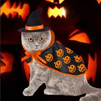 Костюмы на Хэллоуин для кошек, одежда для собак, форма плаща, рисунок летучей мыши, костюмы для кошек, рисунок тыквы для кроликов, аксессуары