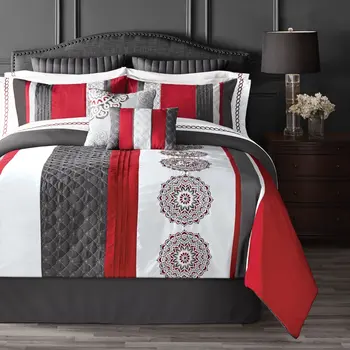 Красно-серый комплект одеял из 14 предметов 