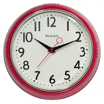 Красные ретро 1950-х годов Выпуклые Стеклянные Линзы Аналоговые Кварцевые Точные Настенные Часы Часы для ванной Комнаты Украшения дома современные Настенные часы clock Relo
