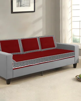 Красный геометрический чехол для подушки сиденья дивана с греческой геометрией Протектор дивана Растягивающийся Съемный чехол для дивана Эластичные чехлы