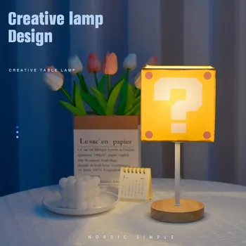 Креативная настольная лампа с мультяшным вопросительным знаком LED Cube Настольная лампа с USB затемнением Прикроватный ночник для украшения спальни Гостиной