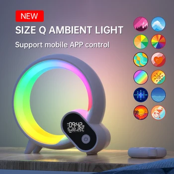 Креативный Q Красочный атмосферный свет Bluetooth динамик RGB Настольная лампа с белым шумом Цифровой будильник для пробуждения при восходе солнца