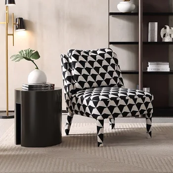 Кресло для отдыха из ткани для небольшой семейной гостиной, кабинета, переговоров, приемной, одноместный диван в клетку