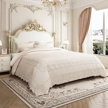 Кровать из массива дерева во французском стиле, 1,5 м кровать, 1,8 м двуспальная кровать в главной спальне, семейная спальня кровать из массива дерева