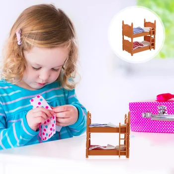 Кровать, мини-игрушки, имитация искусственной мебельной ткани для девочек, детские двухъярусные кровати, двуспальные