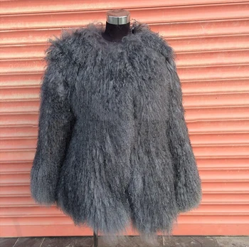 Куртки из овечьего меха, зимняя теплая высококачественная Оптовая продажа, натуральная кудрявая монгольская шуба для женщин