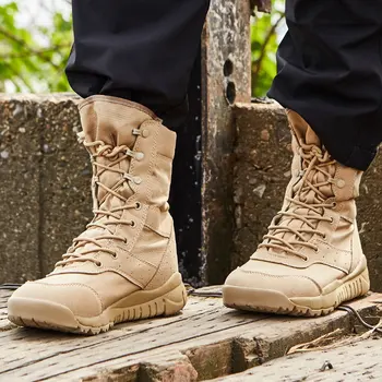Летние армейские ботинки 36-46 размера, армейские ботинки для мужчин и женщин, походные ботинки с высоким берцем для скалолазания, тактические тренировочные военные ботинки для пустыни