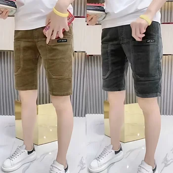 Летние мужские короткие брюки длиной до колен Из вельветового тонкого материала С шестью карманами, Повседневная верхняя одежда, Шорты