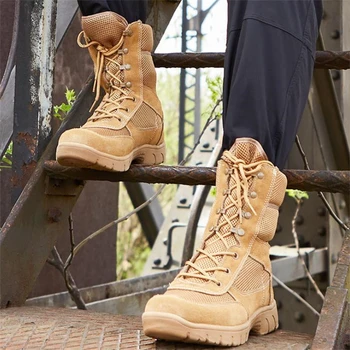 Летняя Весенняя мужская походная обувь, Альпинистские треккинговые ботинки, мужские военные ботильоны, тактические армейские ботинки, Рабочая защитная обувь