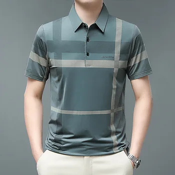 Летняя новая мужская рубашка поло, футболка с короткими рукавами, мужская простая деловая молодежная Свободная мужская одежда большого размера