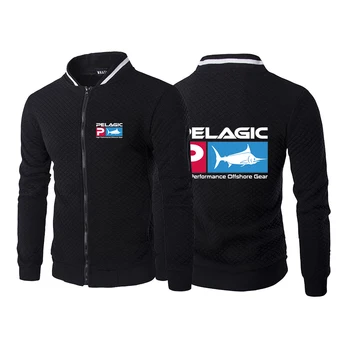 Логотип Pelagic Fishing 2023, Новые мужские однотонные толстовки с длинными рукавами на молнии, свитшоты с круглым вырезом, повседневные кардиганы, пальто, топы