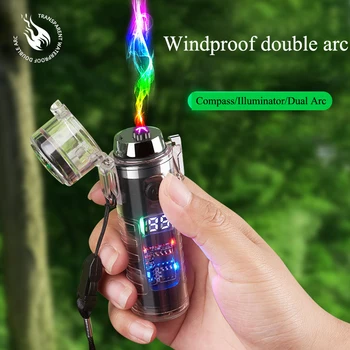 Лучший друг мужчин: Уличная USB-двухдуговая ветрозащитная зажигалка-компас для сигарет, новые аксессуары для курения 2023 года выпуска