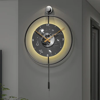 Металлические Настенные часы из скандинавского дерева, Испания, Черный, Роскошный Дизайн, Настенные часы для прихожей, Бесшумная батарея, Duvar Saati, Декор для гостиной
