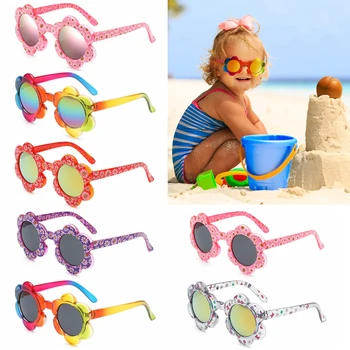 Милые сувениры для фотосессий, солнцезащитные очки для маленьких девочек и мальчиков, круглые солнцезащитные очки в форме цветка, детские солнцезащитные очки в форме цветка