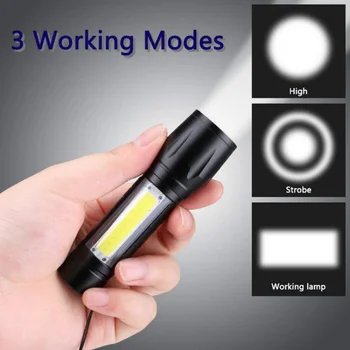 Мини светодиодный фонарик Встроенный аккумулятор Зум-фокус факел Лампа Перезаряжаемый USB-фонарь Регулируемый Водонепроницаемый наружный светодиодный фонарик-ручка