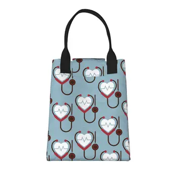 Модная сумка для покупок Heartbeat с ручками, многоразовая хозяйственная сумка из прочной винтажной хлопчатобумажной ткани