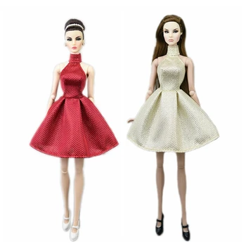 Модное вечернее платье с высоким воротом и открытой спиной, кукольное платье для куклы Барби, одежда для кукольного домика Барби, аксессуары для кукол, игрушки