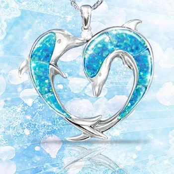 Модное креативное ожерелье с дельфином в виде сердца, Роскошное женское ожерелье из синего хрусталя, Элегантные и изысканные женские украшения для банкетов и вечеринок.