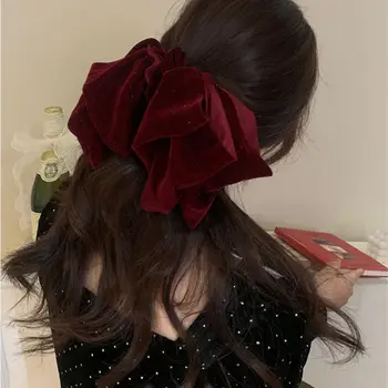 Модные блестящие Бархатные Однотонные заколки большого размера, женская заколка для волос, головной убор, Аксессуар для волос, шпилька в корейском стиле