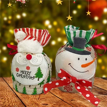 Модные разнообразные стили, рождественские подарки, сумка для украшения фруктов, сумка для подарков в канун Рождества, сумки с рисунком снеговика и Санты