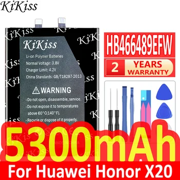 Мощный аккумулятор KiKiss емкостью 5300 мАч HB466489EFW для аккумуляторов мобильных телефонов Huawei Honor X20