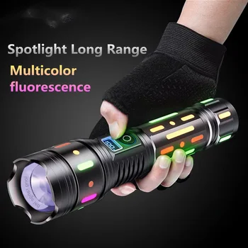 Мощный яркий светодиодный фонарик с флуоресцентной поглощающей пленкой, светящийся красочный тактический фонарь с индикатором мощности