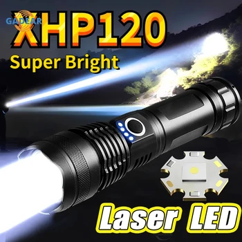 Мощных светодиодных фонарей XHP120, USB-перезаряжаемый фонарик, Масштабируемый портативный водонепроницаемый аварийный фонарь для кемпинга на открытом воздухе