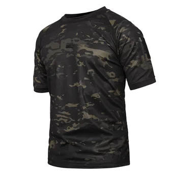 Мужская летняя тактическая камуфляжная рубашка, быстросохнущая армейская боевая одежда, повседневная, с круглым вырезом, в стиле милитари, плюс размер 5XL